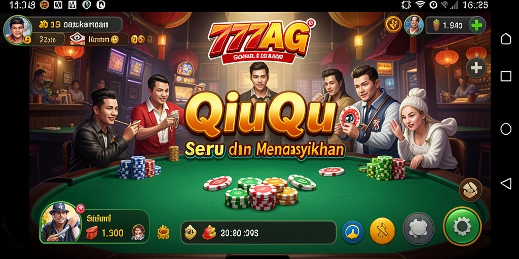 Screenshot 777AG menampilkan fitur gameplay QiuQiu yang seru.
