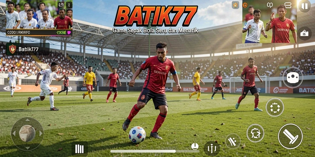 Tampilan gameplay menarik dalam <strong>BATIK77</strong> yang menampilkan pertandingan sepak bola seru.