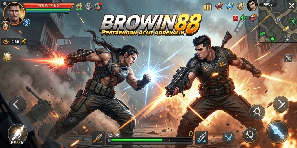 Screenshot gameplay BROWIN88 menampilkan aksi pertarungan yang mendebarkan.