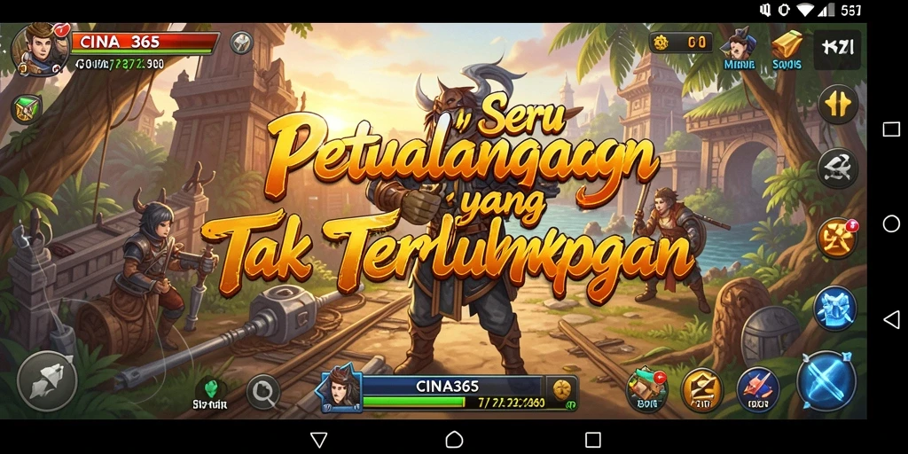 Tangkapan layar CINA365 menampilkan aksi seru dalam permainan petualangan.