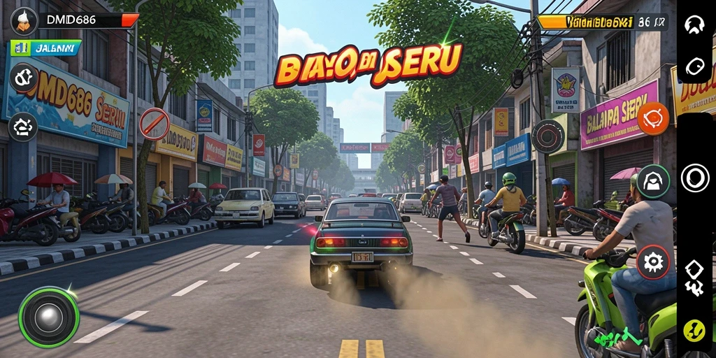 Gameplay balapan seru di DMD686 dengan grafis menakjubkan.