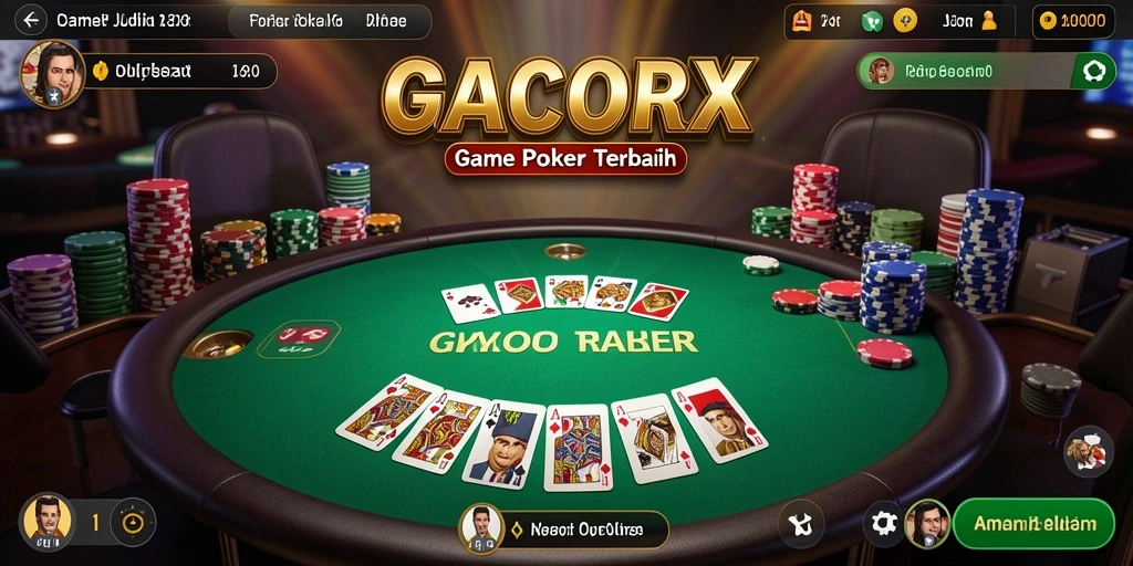 Screenshot utama GACORX menampilkan gameplay poker yang menegangkan dan seru.