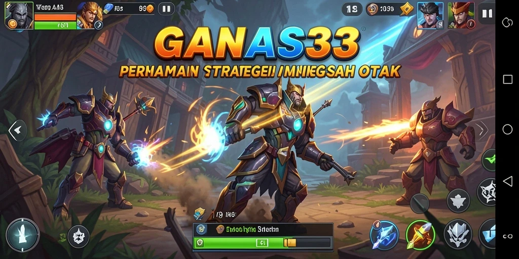 Screenshot gameplay GANAS33 menampilkan pertempuran strategis yang intens.