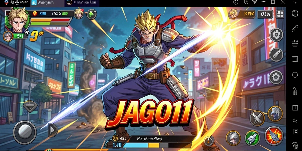 Screenshot JAGO11 menampilkan aksi seru dalam dunia Anime.