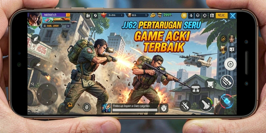 Tampilan penuh aksi dari gameplay seru dalam JJ62.