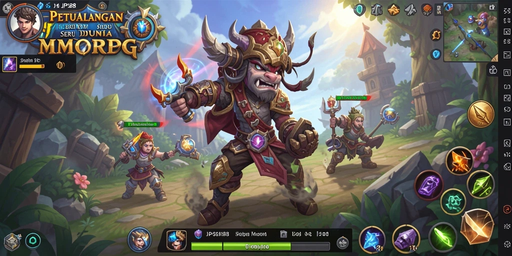 Tangkapan layar gameplay JPS88 menampilkan aksi pertempuran yang seru dan lingkungan fantasi yang menakjubkan.