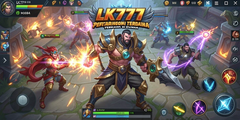 Tampilan dinamis pertarungan seru di LK777 gameplay MOBA.