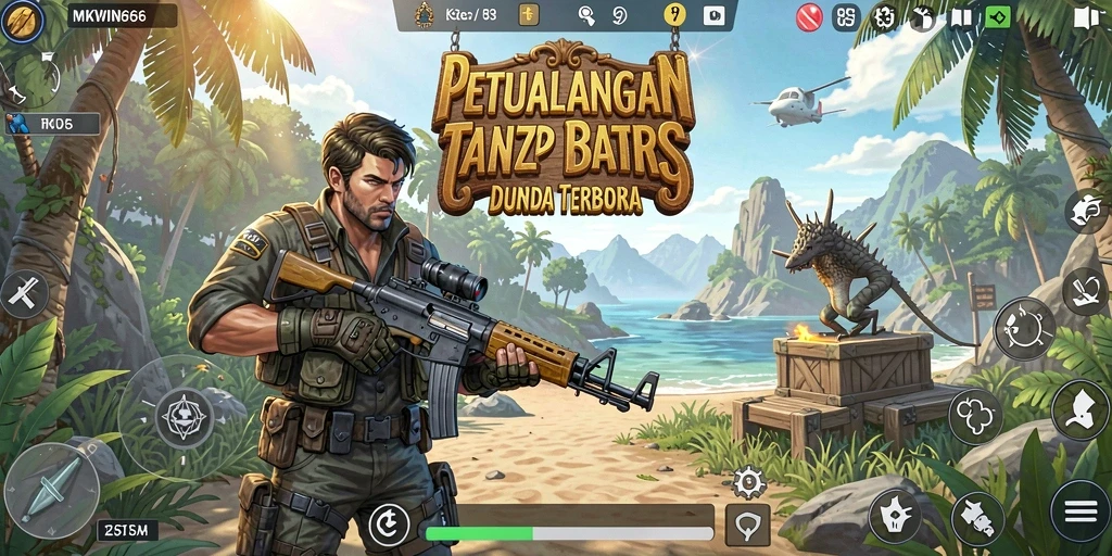 Screenshot gameplay MKWIN666 menampilkan eksplorasi luas di dunia terbuka.