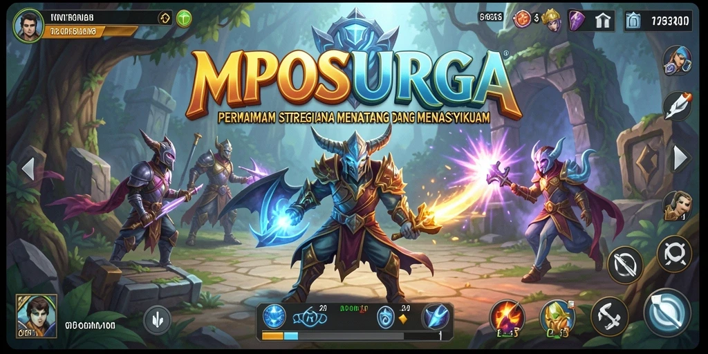 Screenshot MPOSURGA yang menampilkan gameplay penuh taktik dan pertempuran seru.