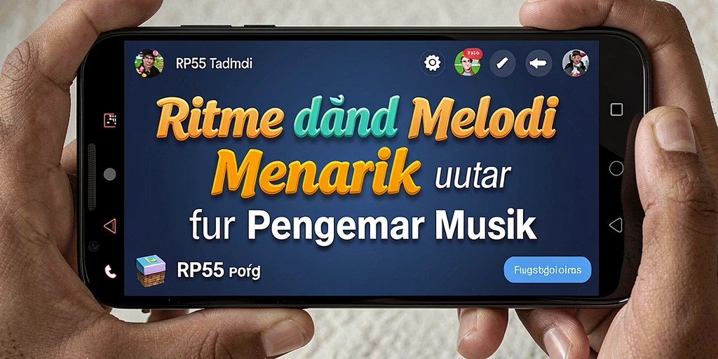 Screenshot yang menunjukkan gameplay seru dari RP55 dengan musik yang menarik.