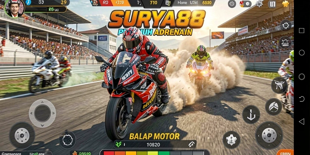 Gameplay seru balap motor di SURYA88.