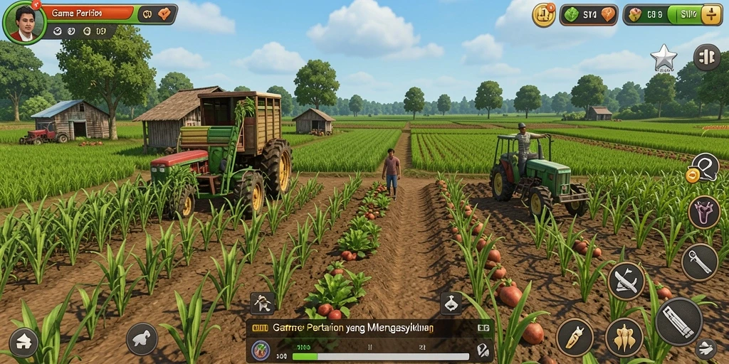 Tampilan gameplay SVIP4 dengan aktivitas pertanian yang menyenangkan.